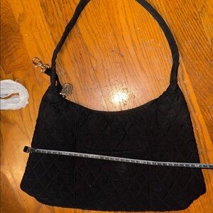 Black Quilted Vera Bradley quiet luxury washable hobo bag with key hook attached